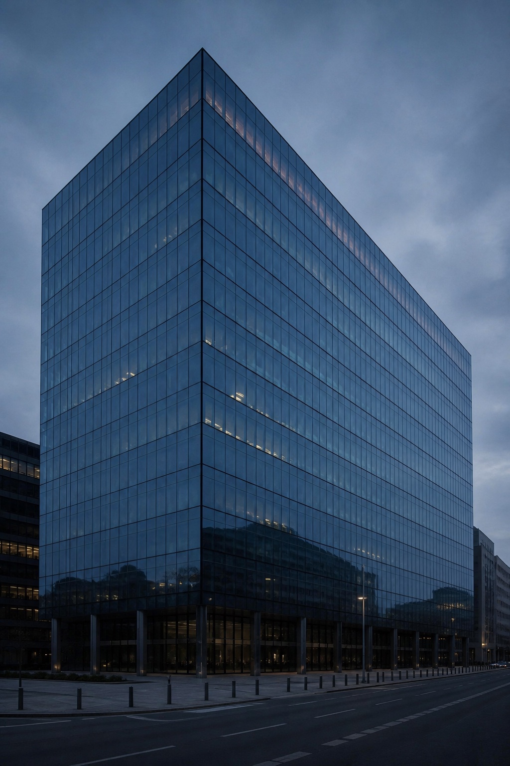 Bâtiment tertiaire de bureaux à façade vitrée